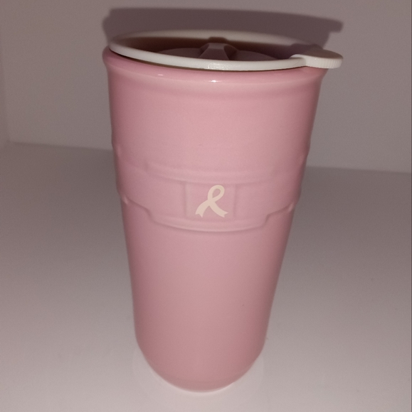 🆕Longaberger Pottery LTD Edition Breast Cancer Awareness Pink Tall Travel Mug - Picture 3 of 9